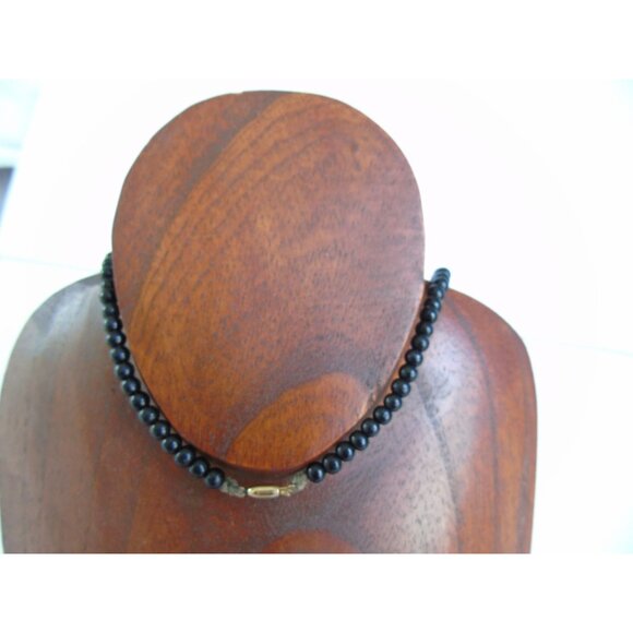 Vintage 1960's Venetian Glass Bead Necklace African Trade Bead 90 Black Beads - Picture 3 of 10